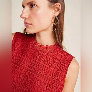 ANTHROPOLOGIE / DANIEL RAINN Lourdes Lace Top - Red - Sz XS